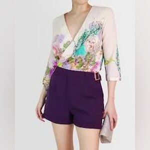TED BAKER Kamala Wispy Meadow Romper Playsuit Floral Cream Size 2